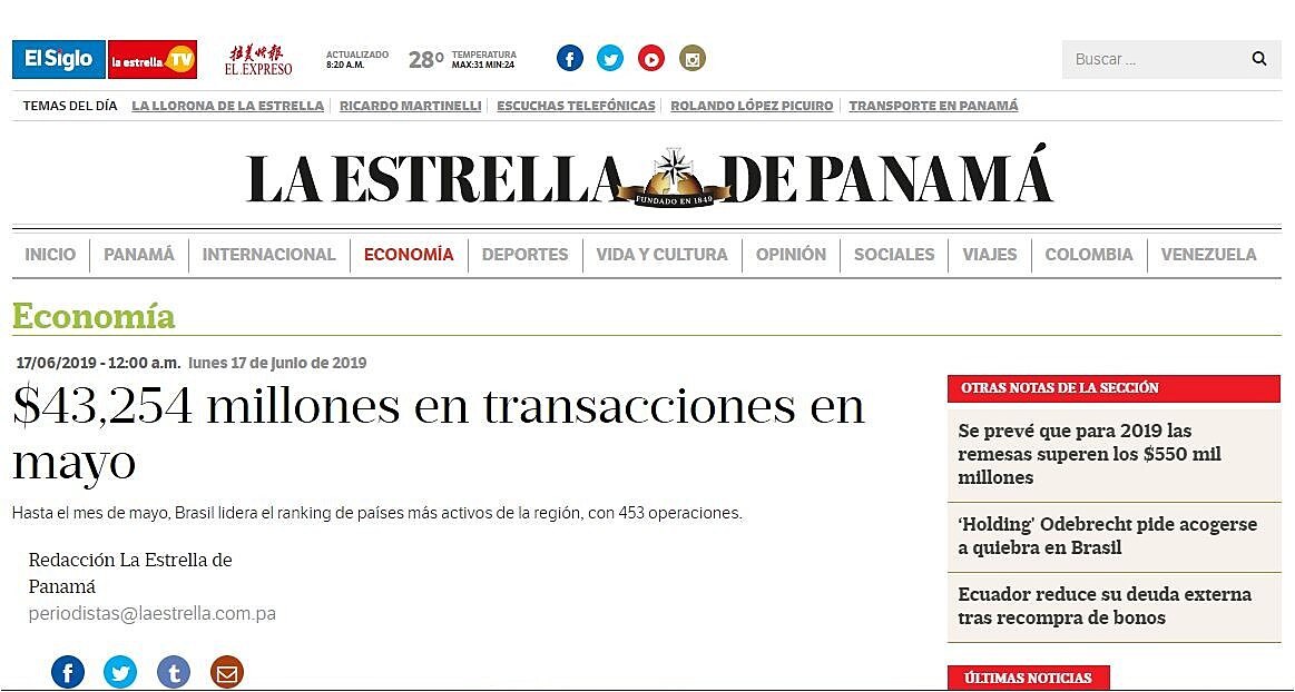 $43,254 millones en transacciones en mayo